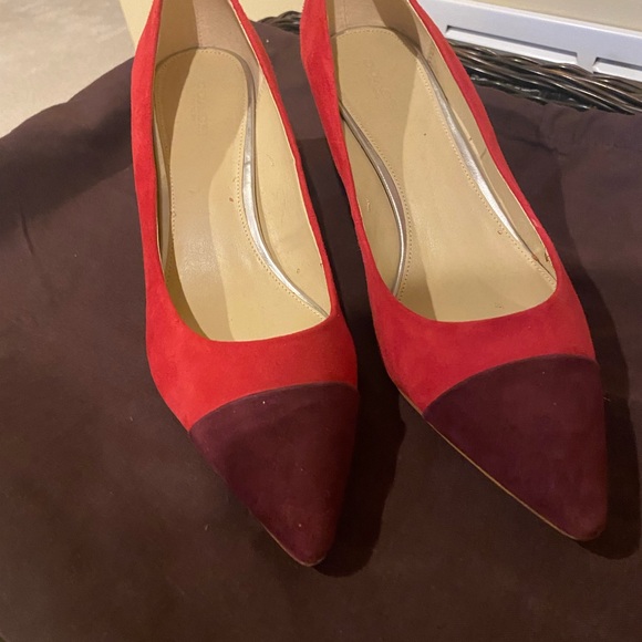Coach Red and Burgundy Suede Heels - Picture 1 of 5